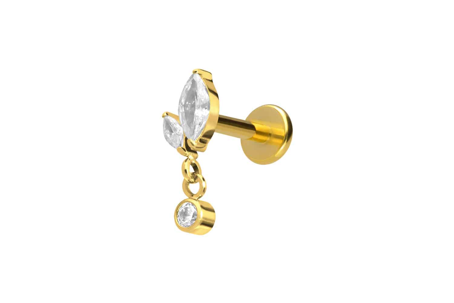 Titan Labret Piercing mit Innengewinde KNOSPE + KRISTALL